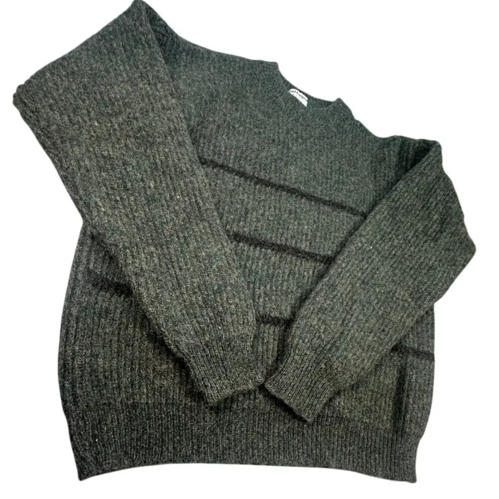 Buffagni Crewneck Striped Knit Sweater Size Small Vintage Earthy Green
